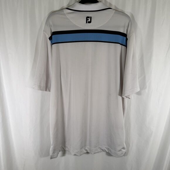 FootJoy Polo Men's Large White Blue Striped Short Sleeve Collared Stains - Picture 9 of 13